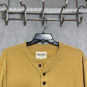 VTG Eddie Bauer Shirt Men XL Wheat Henley Thermal Waffle Knit Grid Outdoor Y2K